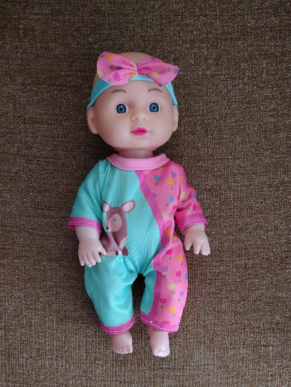 Unbranded Kids Teal and Pink Baby Doll with Headband